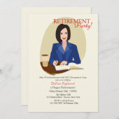 ビジネスウーマン退職パーティの招待状 招待状 (正面/裏面)