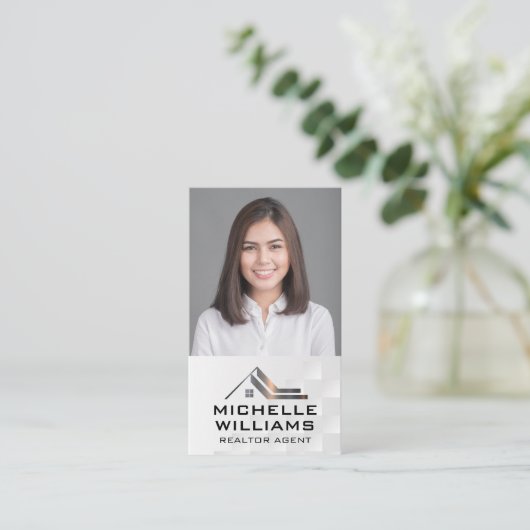 ビジネスウーマン |エステート実在ロゴ 名刺 (スタンド正面)