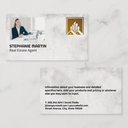 ビジネスウーマン |エステート実在ロゴ 名刺 (正面/裏面)