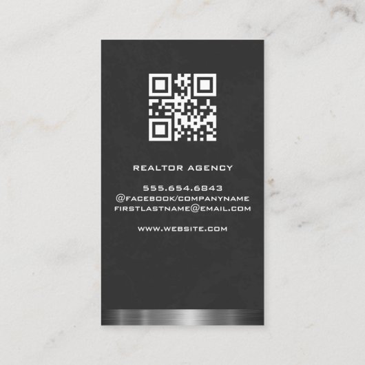 ビジネスウーマン |エステート実在ロゴ |金属トリム 名刺 (裏面)