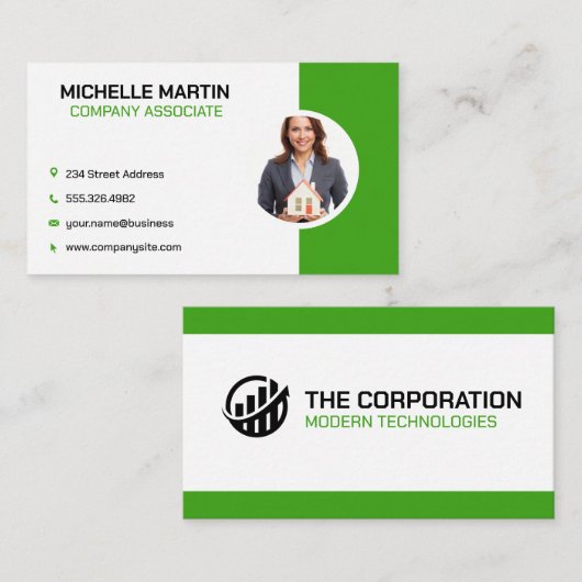 ビジネスウーマン | 企業のプロフェッショナル不動産仲介業者 名刺 (正面/裏面)