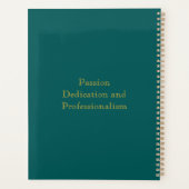 ビジネスエグゼクティブダークティール(緑がかった色)金ゴールドモノグラム プランナー手帳 (裏面)