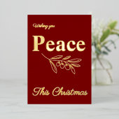 ビジネスエレガントの平和このクリスマス金ゴールド 箔シーズンカード (立ち正面)