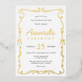 ビジネスエレガントアワード授賞式ホワイト&金ゴールド 箔招待状 (正面)