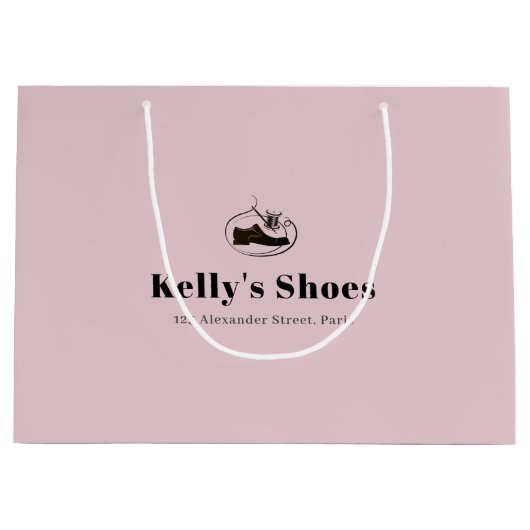 ビジネスエレガントカスタムロゴショッピングピンク ラージペーパーバッグ (正面)