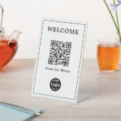 ビジネスエレガントカフェレストランメニューQRコードロゴ 台座サイン (インサイチュ)
