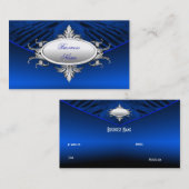 ビジネスエレガントカードアールデコブルーシルバープラーク 名刺 (正面/裏面)