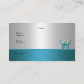 ビジネスエレガントカードバタフライティール(緑がかった色)ブルー2 名刺 (裏面)