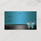 ビジネスエレガントカードバタフライティール（緑がかった色）ブルー 名刺 (裏面)