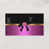 ビジネスエレガントカードピンクローズブラック金ゴールドボウ 名刺 (裏面)