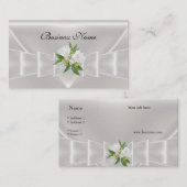 ビジネスエレガントカードホワイトシルクフローラボウ 名刺 (正面/裏面)