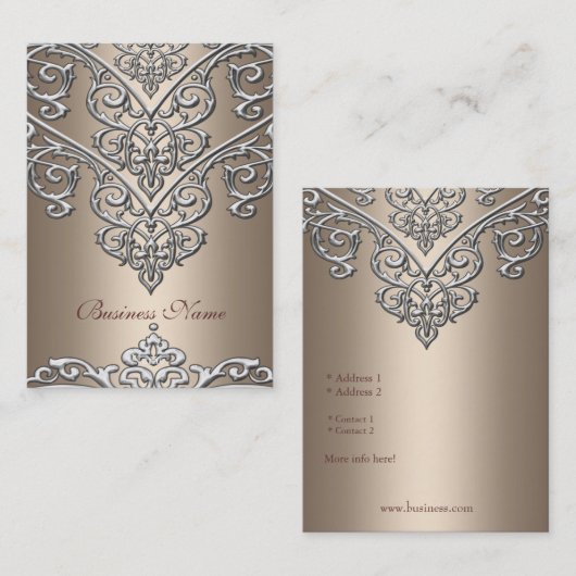 ビジネスエレガントカードメタルルックコーヒーオーバーレイ 名刺 (正面/裏面)