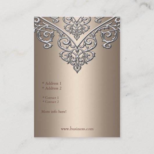 ビジネスエレガントカードメタルルックコーヒーオーバーレイ 名刺 (裏面)