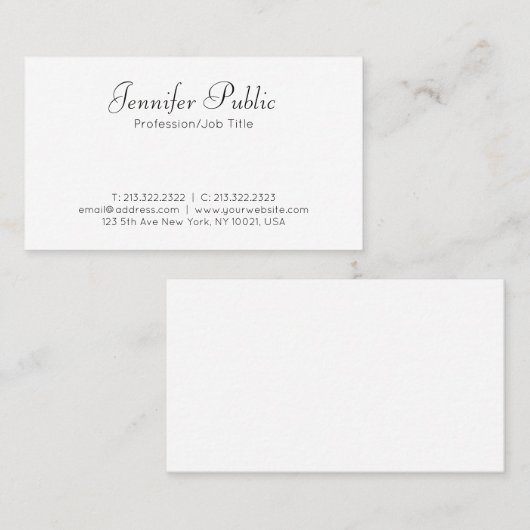 ビジネスエレガントカード手書き名前テンプレート 名刺 (正面/裏面)