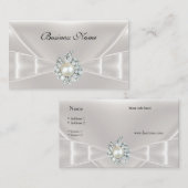 ビジネスエレガントカード白シルクボウ玉 名刺 (正面/裏面)