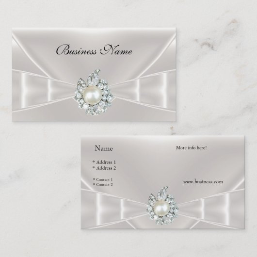 ビジネスエレガントカード白シルクボウ玉 名刺 (正面/裏面)