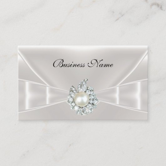 ビジネスエレガントカード白シルクボウ玉 名刺 (正面)