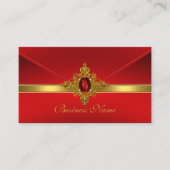 ビジネスエレガントカード赤金ゴールドトリム赤い宝石 名刺 (正面)