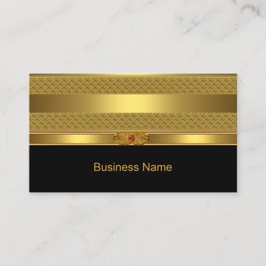 ビジネスエレガントカード金ゴールドデコレッドジュエルイメージ 名刺 (正面)