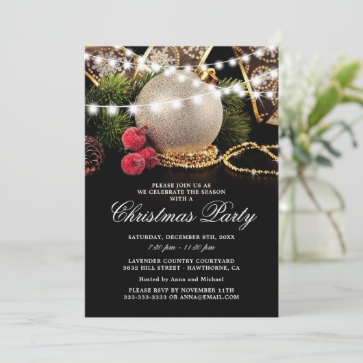 ビジネスエレガントクリスマスホリデーパーティー 招待状 (スタンド正面)