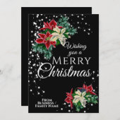 ビジネスエレガントクリスマスポインセチアフローラ シーズンカード (正面/裏面)