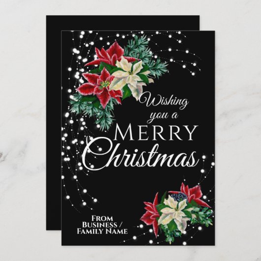 ビジネスエレガントクリスマスポインセチアフローラ シーズンカード (正面/裏面)