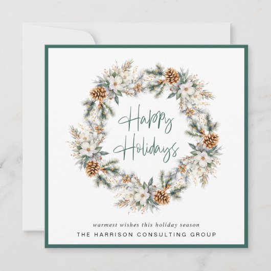ビジネスエレガントクリスマスリース水彩 シーズンカード (正面)