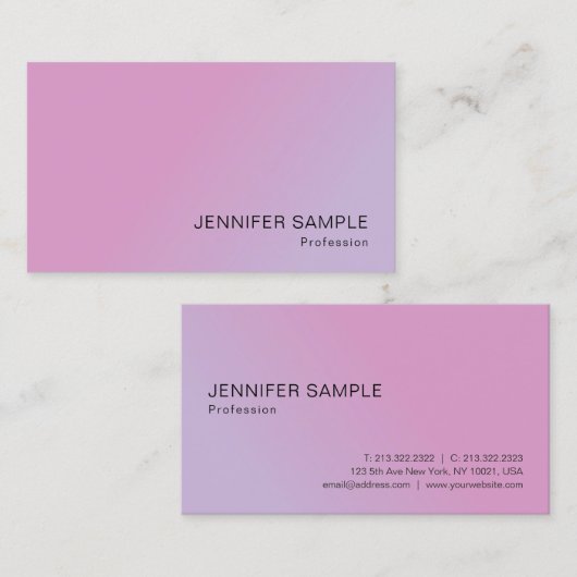 ビジネスエレガントピンクパープルモダンテンプレート 名刺 (正面/裏面)
