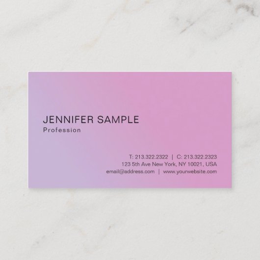 ビジネスエレガントピンクパープルモダンテンプレート 名刺 (裏面)