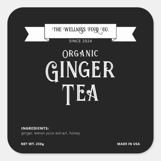 ビジネスエレガントブラックスクエア製品ラベル スクエアシール (正面)