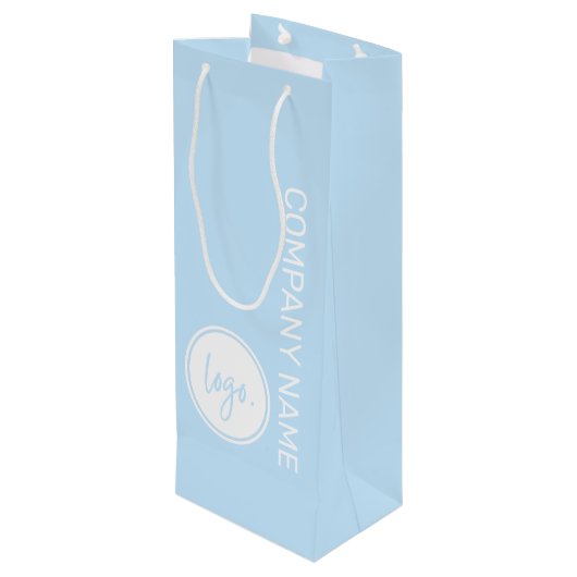 ビジネスエレガントブランドの会社名とロゴを青で表示 ワインギフトバッグ (裏面アングル)