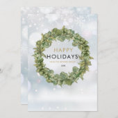 ビジネスエレガントホリデーグリーナリーリースカード シーズンカード (正面/裏面)
