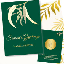 ビジネスエレガントボタニカルクリスマスグリーン金ゴールド