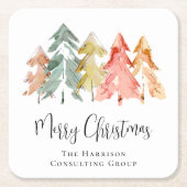 ビジネスエレガントメリークリスマスホリデー スクエアペーパーコースター (正面)
