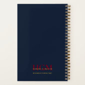 ビジネスエレガントモノグラムのロゴNavy Burgundy金ゴールド ノートブック (裏面)