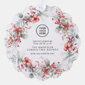 ビジネスエレガントロゴクリスマスリース休日 オーナメントカード (裏面)