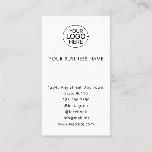 ビジネスエレガントロゴプロフェッショナル写真ミニマル 名刺 (裏面)