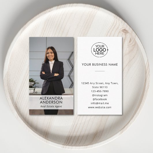 ビジネスエレガントロゴプロフェッショナル写真ミニマル 名刺