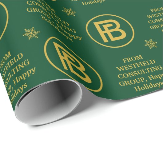 ビジネスエレガントロゴホリデーグリーンと金ゴールド ラッピングペーパー (ロールコーナー)