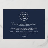 ビジネスエレガントロゴメリークリスマスブルー 箔シーズンカード (裏面)