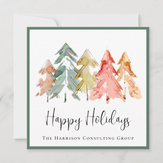 ビジネスエレガントロゴ水の色クリスマス シーズンカード (正面)