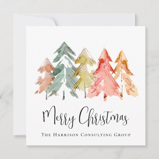 ビジネスエレガントロゴ水の色メリークリスマス シーズンカード (正面)