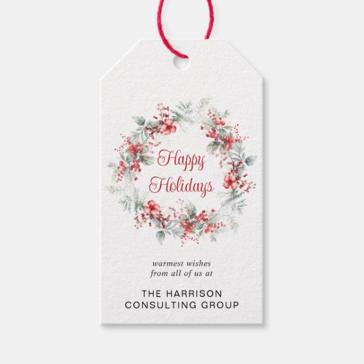 ビジネスエレガントロゴQRコードクリスマ企業のス ギフトタグ (正面)