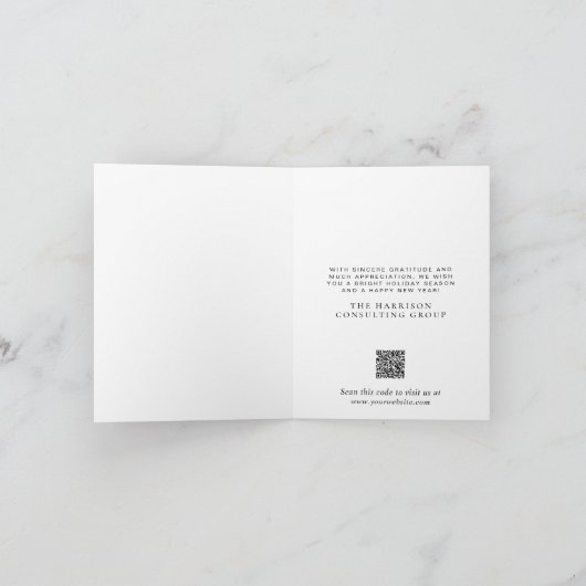 ビジネスエレガントロゴQRコードメリークリスマス シーズンカード (内部)