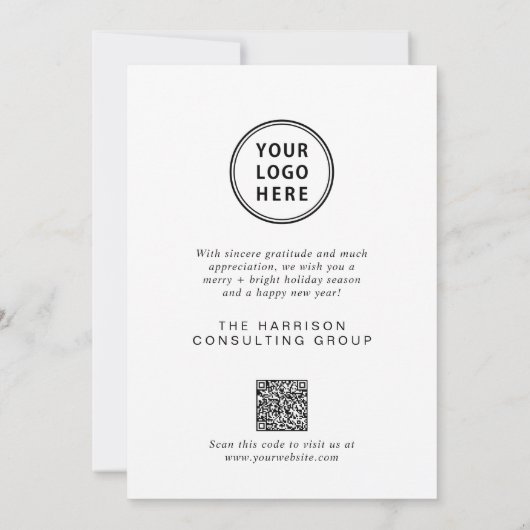 ビジネスエレガントロゴQRコードメリークリスマス シーズンカード (裏面)