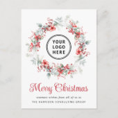 ビジネスエレガントロゴQRコードメリークリスマス シーズンポストカード (正面)
