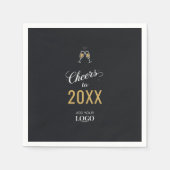 ビジネスエレガントロモダンゴ新年パーティーブラック スタンダードカクテルナプキン (正面)