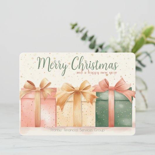 ビジネスエレガント企業のクリスマスホリデーカード シーズンカード (スタンド正面)