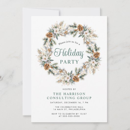 ビジネスエレガント企業のクリスマスホリデーパーティー 招待状 (正面)