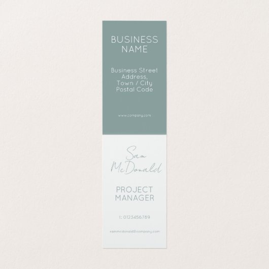 ビジネスエレガント会社ロゴ緑折り畳みテント 名刺 (内部フラット)